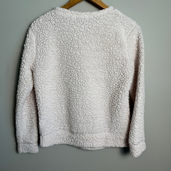 Chance or Fate Women's Light‎ Salmon Pink Sequin Reindeer Sherpa Sweater Top M - Picture 5 of 13